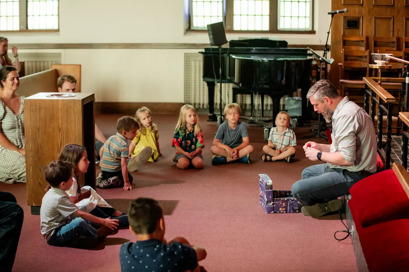 Children’s message during Sunday worship at Emmaus